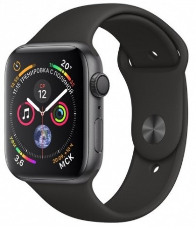 Умные часы Apple Watch Series 4, 40 мм, корпус из алюминия цвета «серый космос», спортивный ремешок черного цвета - apple-luxury.ru